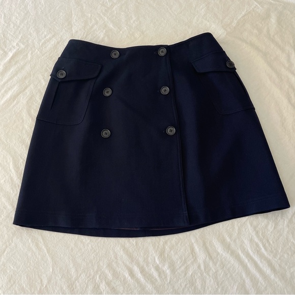 Ralph Lauren Dresses & Skirts - Vintage Ralph Ralph Lauren Navy Blue Double Breasted Mini Skirt 100% Wool Size 6